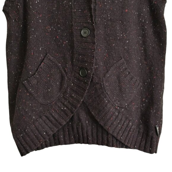 Woolrich Black Speckled Angora Blend Tulip Hem Hooded Sweater Vest Sz M - Picture 3 of 8